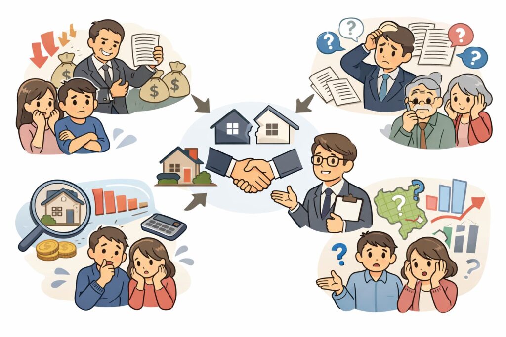 不動産売却の不安を感じる人たち