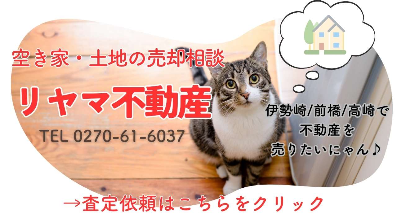 土地や建物を伊勢崎・前橋・高崎で売却したがっているリヤマ不動産の猫