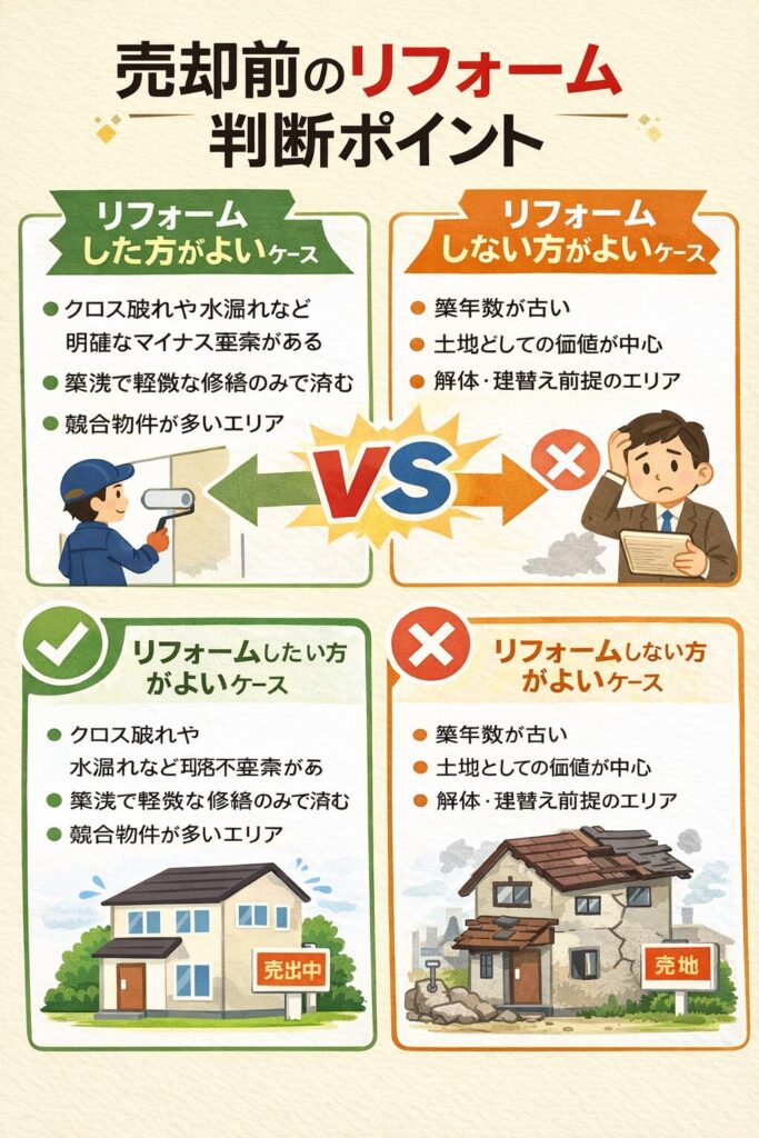 家売却前のリフォーム有無の判断ポイントの解説画像