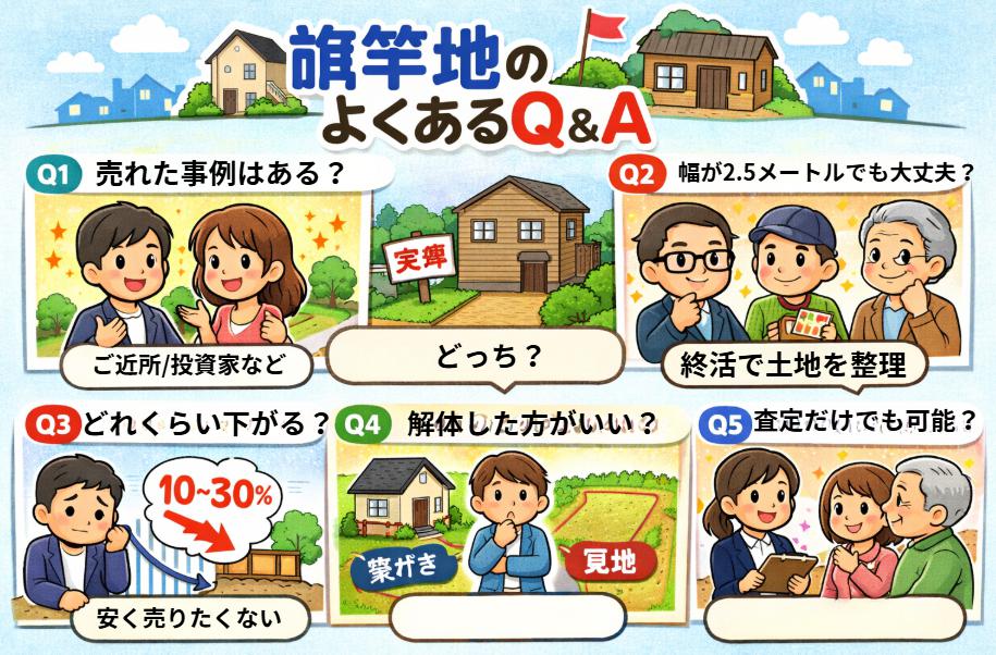 群馬県で旗竿地の売却を考えているイラスト