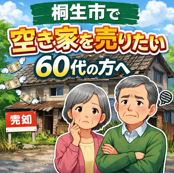 桐生市の空き家を売りたい夫婦のイラスト