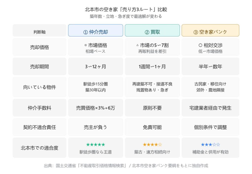 埼玉県北本市の空き家売却方法の比較図