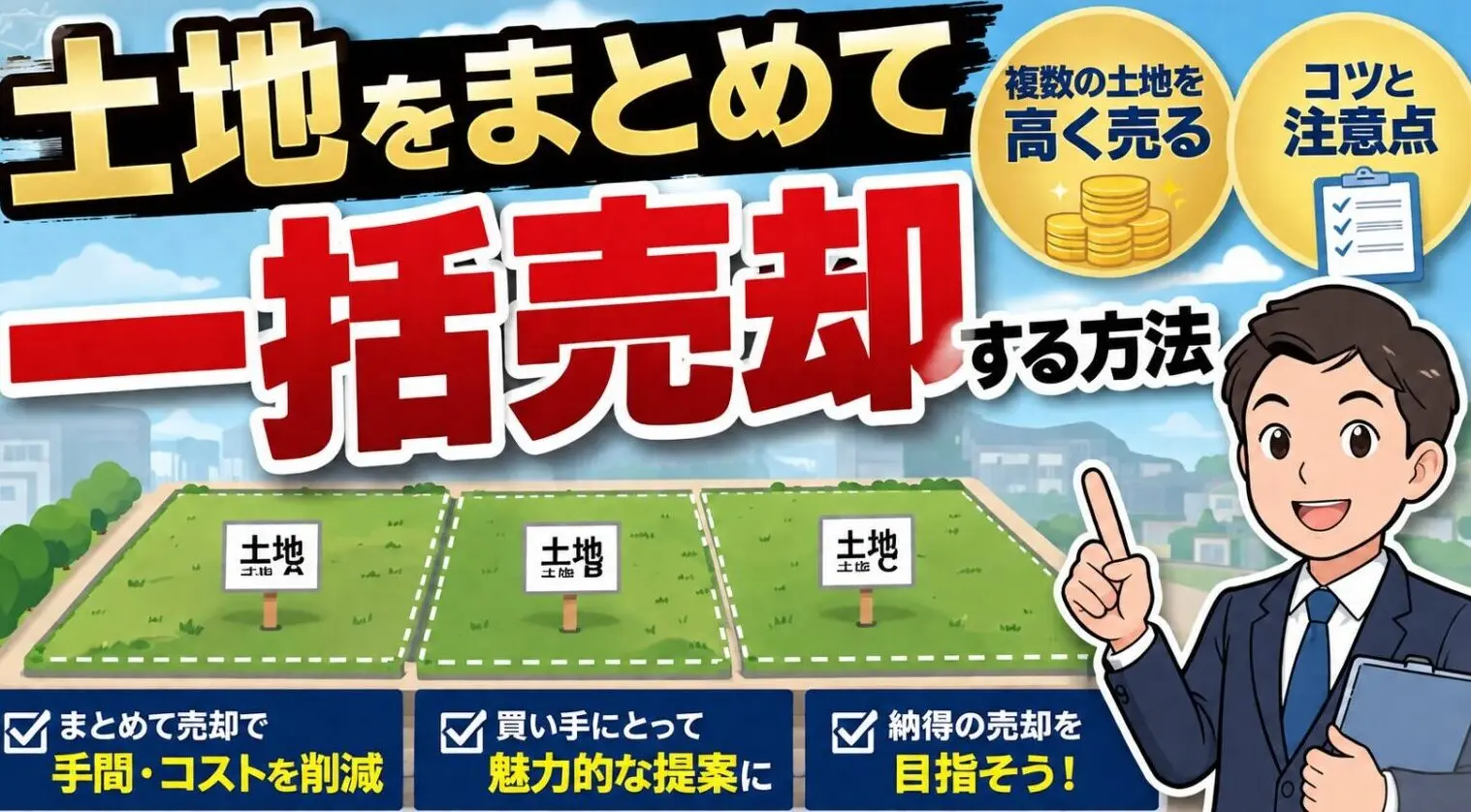 土地をまとめて一括して売る方法
