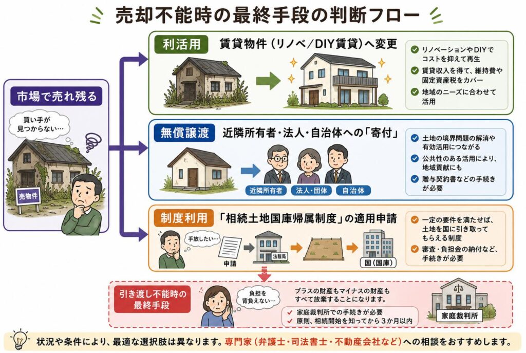 田舎の家が売れない場合の対処法の図解