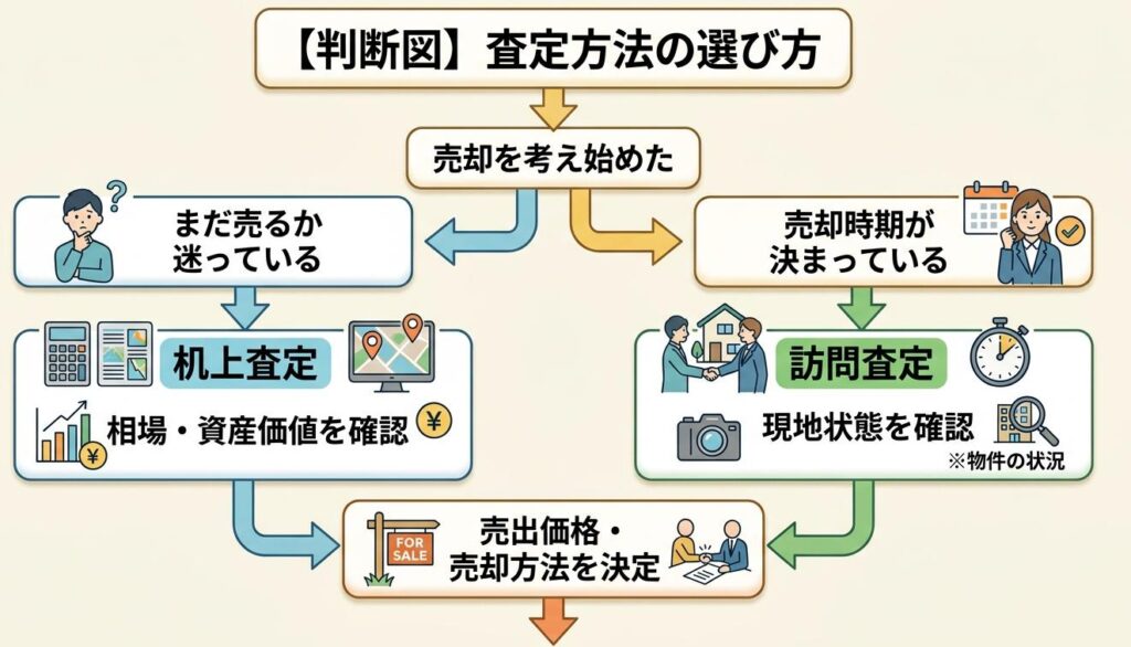 机上査定と訪問査定の違いの比較図