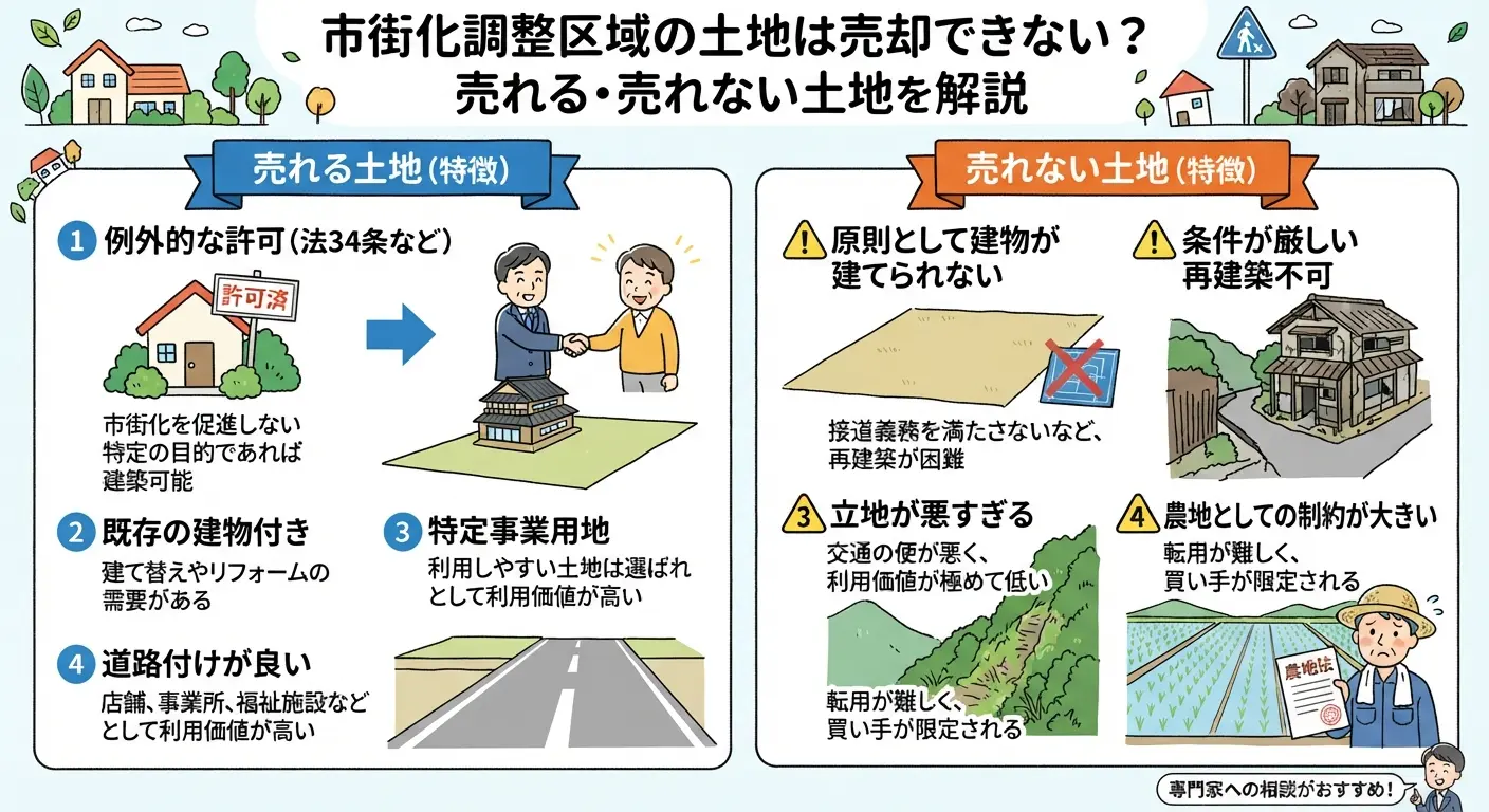 市街化調整区域の土地は売れる売れないどっち？