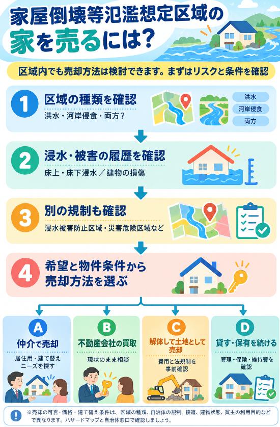 家屋氾濫地域の家を売却するためのフローチャート